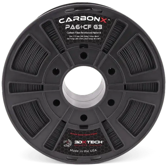 CarbonX Nylon 6+CF (PA6-CF) 3D Printer Filament by 3DXTech Made in USA 500g   Filament   3DPrintiverse.com