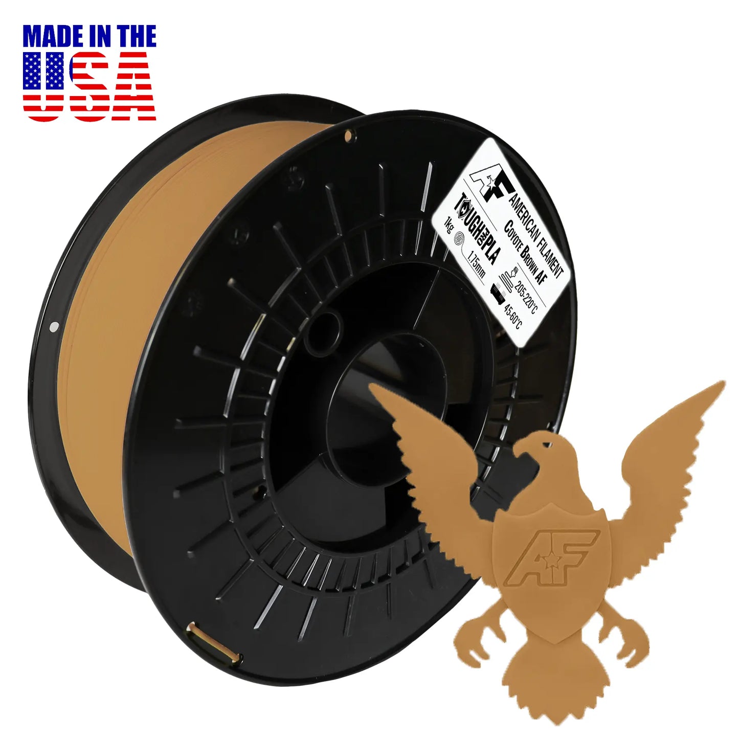 Coyote Brown AF 1.75mm Tough Pro PLA+ Filament Made in the USA!   Tough Pro PLA+   3DPrintiverse.com