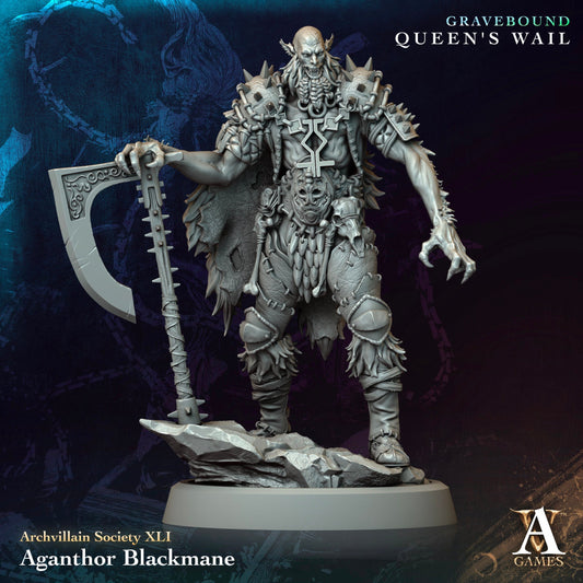 3D Printed Archvillain Games Aganthor Blackmane Archvillain Society Vol XLI 28 32mm D&D 3D Printing Boss