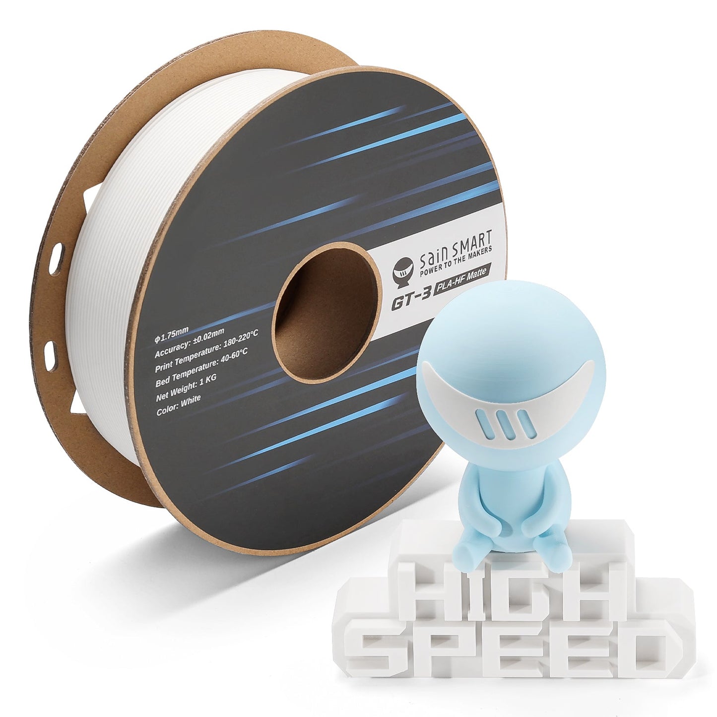 GT-3 High Speed Matte PLA Filament 1.75mm, 1KG, ±0.02mm, Black/White/Teal/Mint/Red/Grey   Filament   3DPrintiverse.com