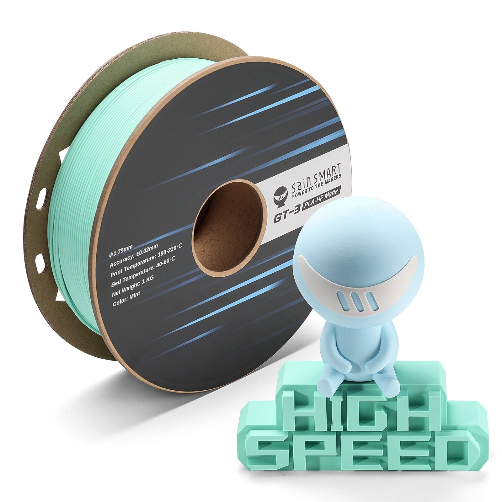 GT-3 High Speed Matte PLA Filament 1.75mm, 1KG, ±0.02mm, Black/White/Teal/Mint/Red/Grey   Filament   3DPrintiverse.com