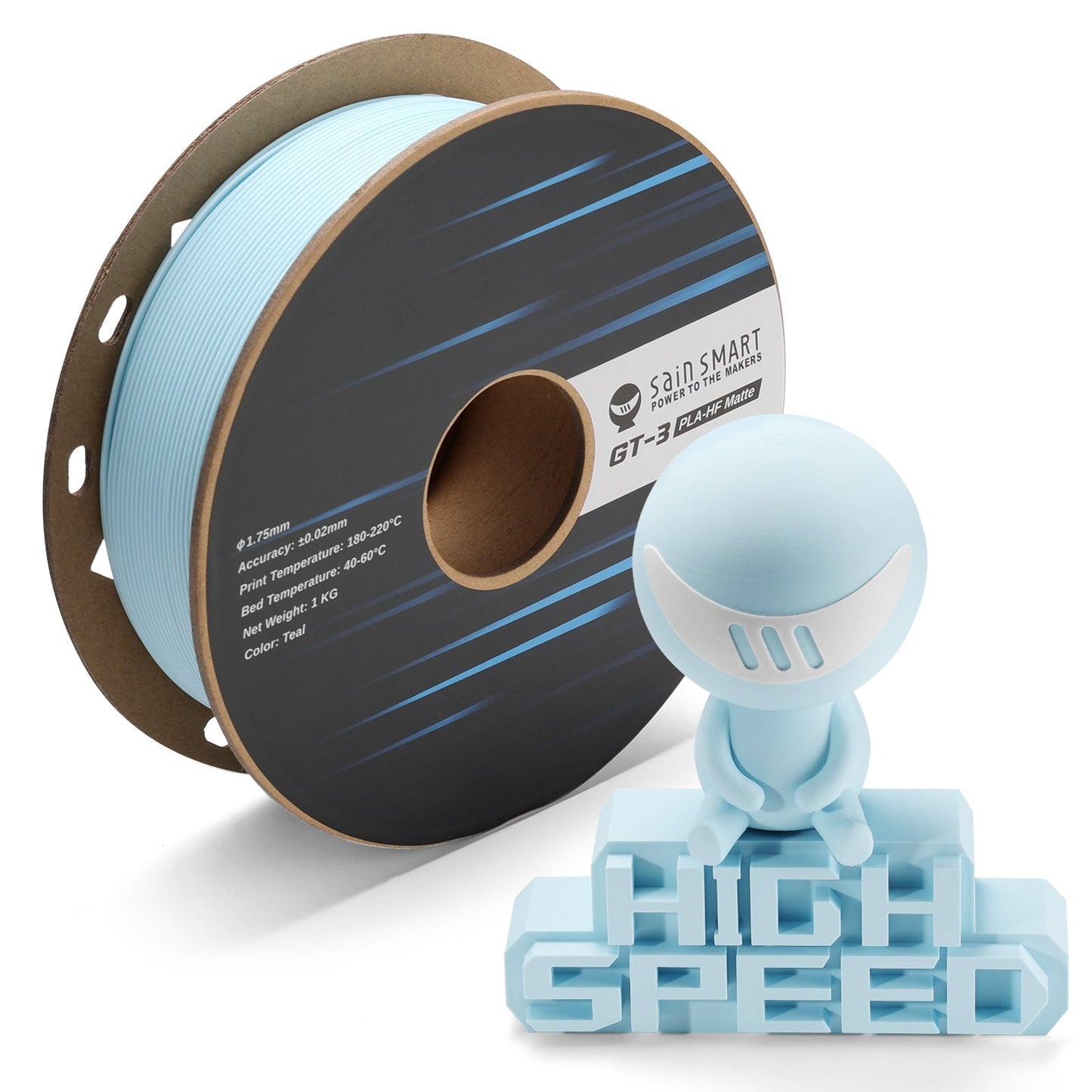 GT-3 High Speed Matte PLA Filament 1.75mm, 1KG, ±0.02mm, Black/White/Teal/Mint/Red/Grey   Filament   3DPrintiverse.com