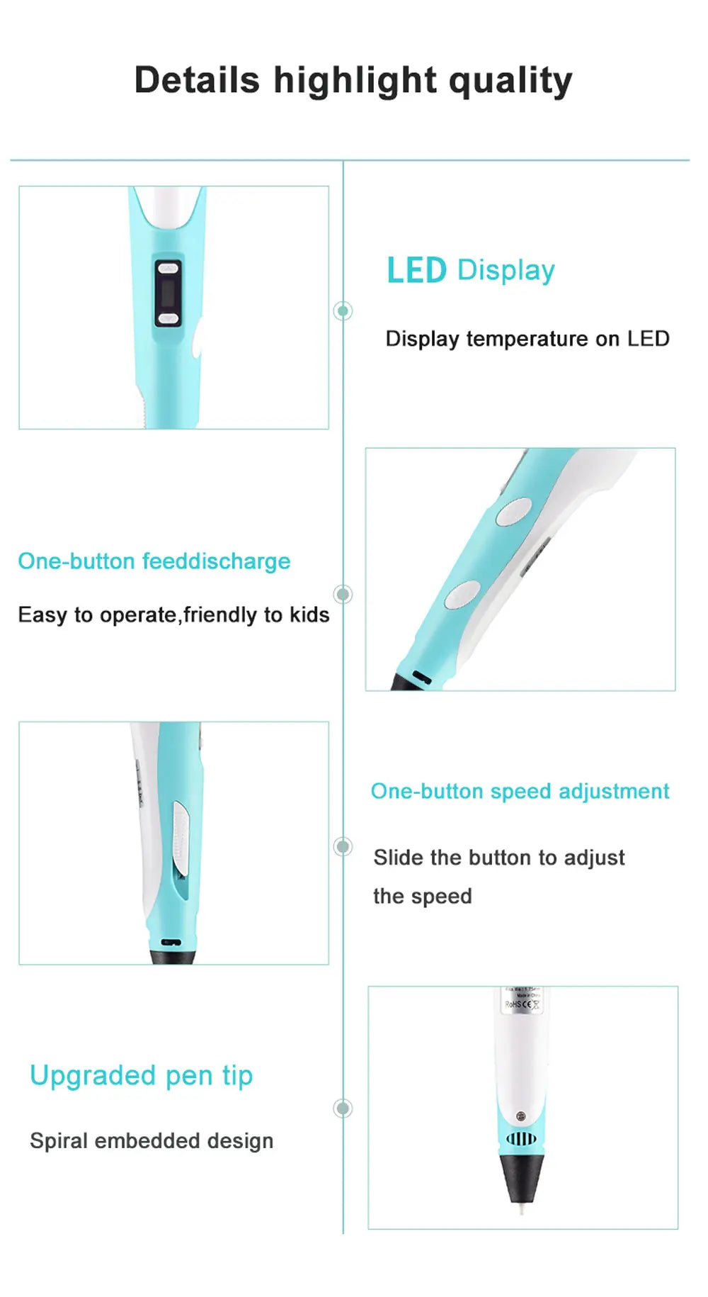 3D Pen DIY Drawing Paiting  With LCD Screen Compatible PLA Filament Toys Safe With 9M PLA Christmas Children Printing Gift Toys ZeeBelle.com