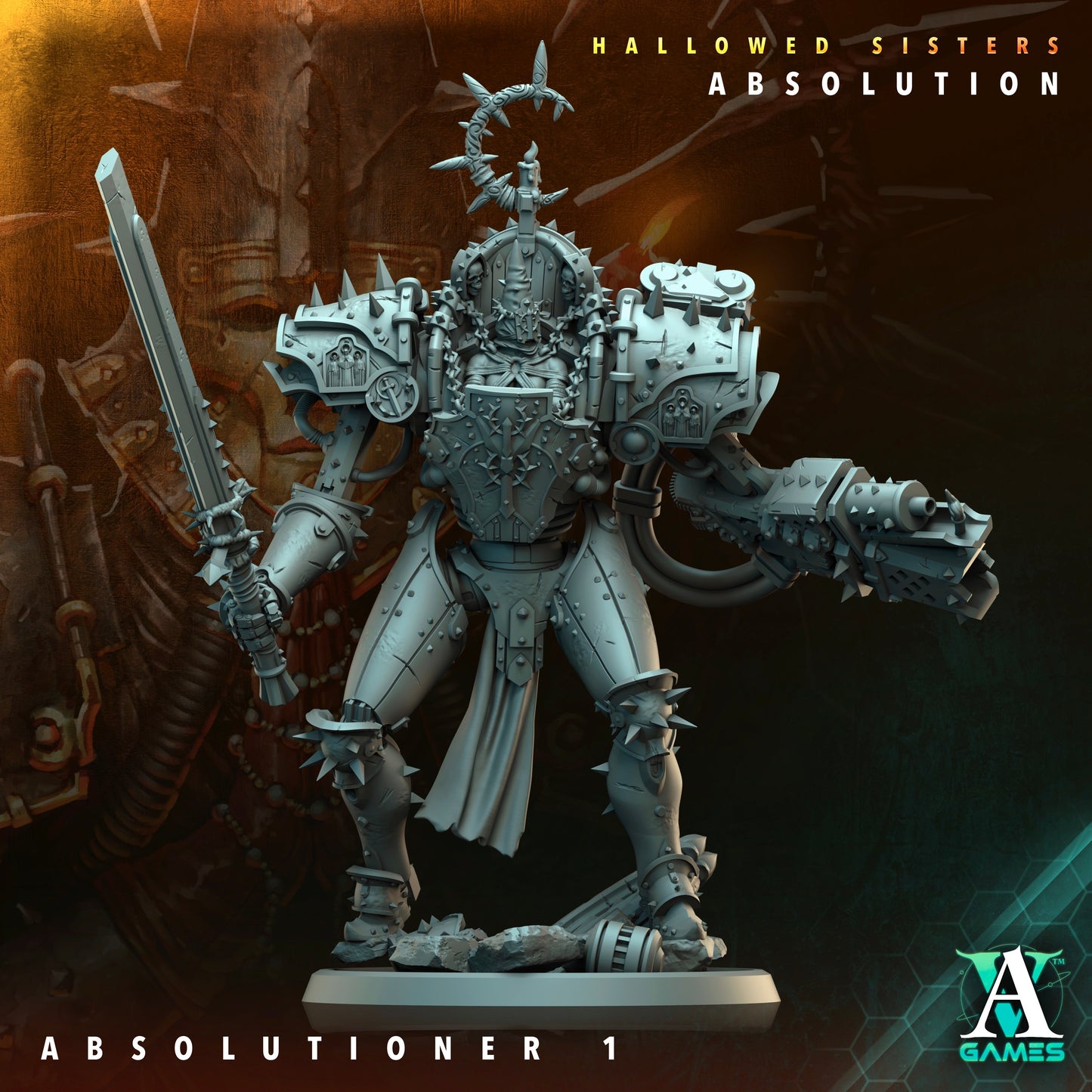 3D Printed Archvillain Games Absolutioner Hallowed Sisters Absolution 28 32mm D&D 3D Printing Boss
