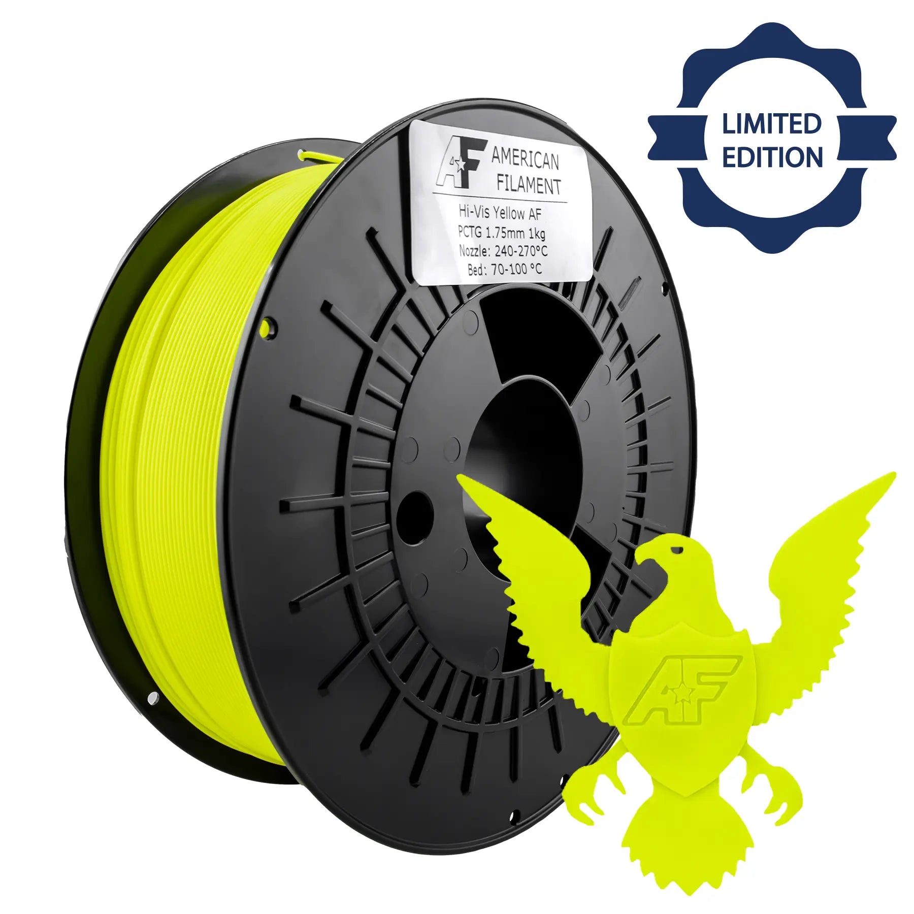 Hi-Vis Yellow AF 1.75mm PCTG Filament Made in the USA!   Filament  29.99 3DPrintiverse.com