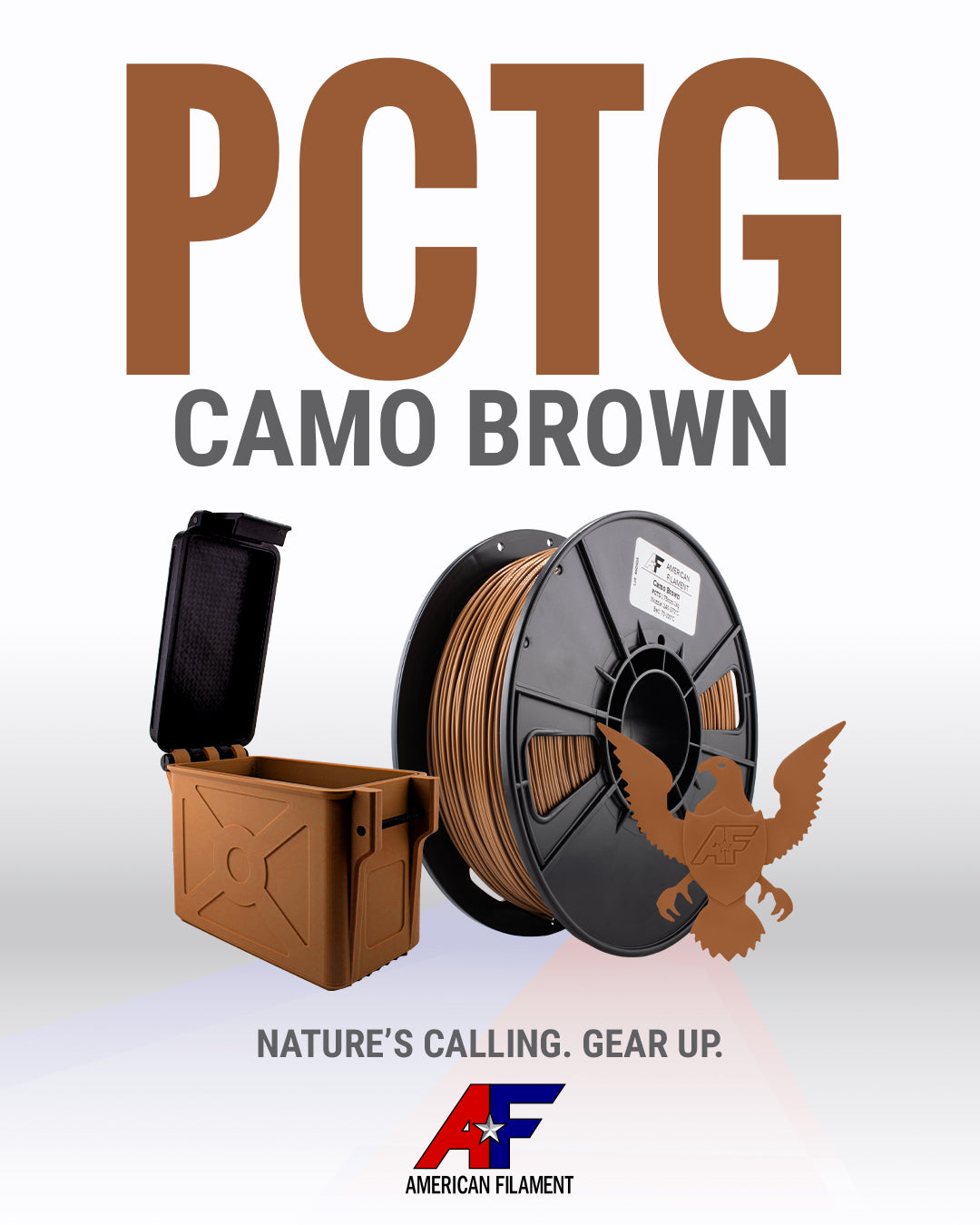 Camo Brown AF 1.75mm PCTG Filament Made in the USA!   PCTG   3DPrintiverse.com