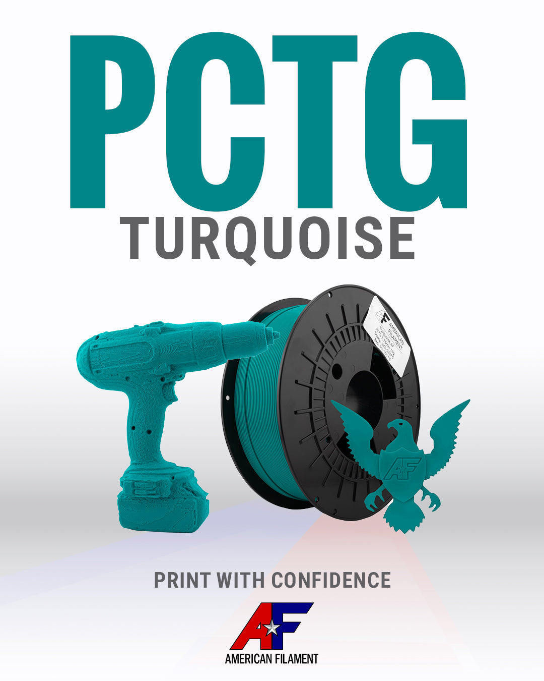 Turquoise AF 1.75mm PCTG Filament Made in the USA!   PCTG   3DPrintiverse.com