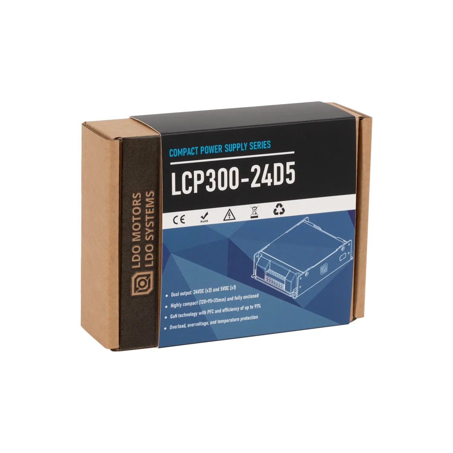 LDO LCP300-24D5 300W 24V and 5V Compact Power Supply (PSU)   Power Supplies   3DPrintiverse.com