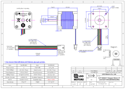LDO Motors 42STH48-2004MAH NEMA 17 Stepper Motor - High Temperature   Motors   3DPrintiverse.com
