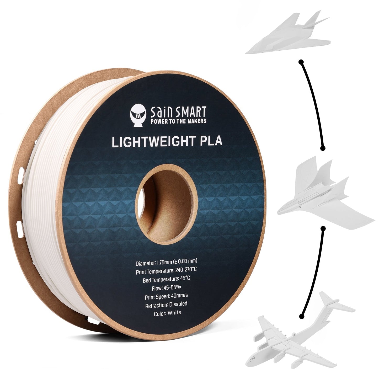 LW-PLA Filament, 1.75mm, Black & White, 1KG, Lightweight Low-Density Active Foaming PLA for 3D Print RC Planes Drone Parts   Filament   3DPrintiverse.com