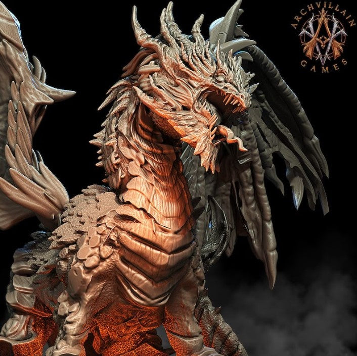 3D Printed Archvillain Games - Lava Dragon 28mm 32mm D&D 3D Printing Boss
