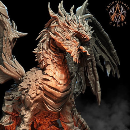 3D Printed Archvillain Games - Lava Dragon 28mm 32mm D&D 3D Printing Boss