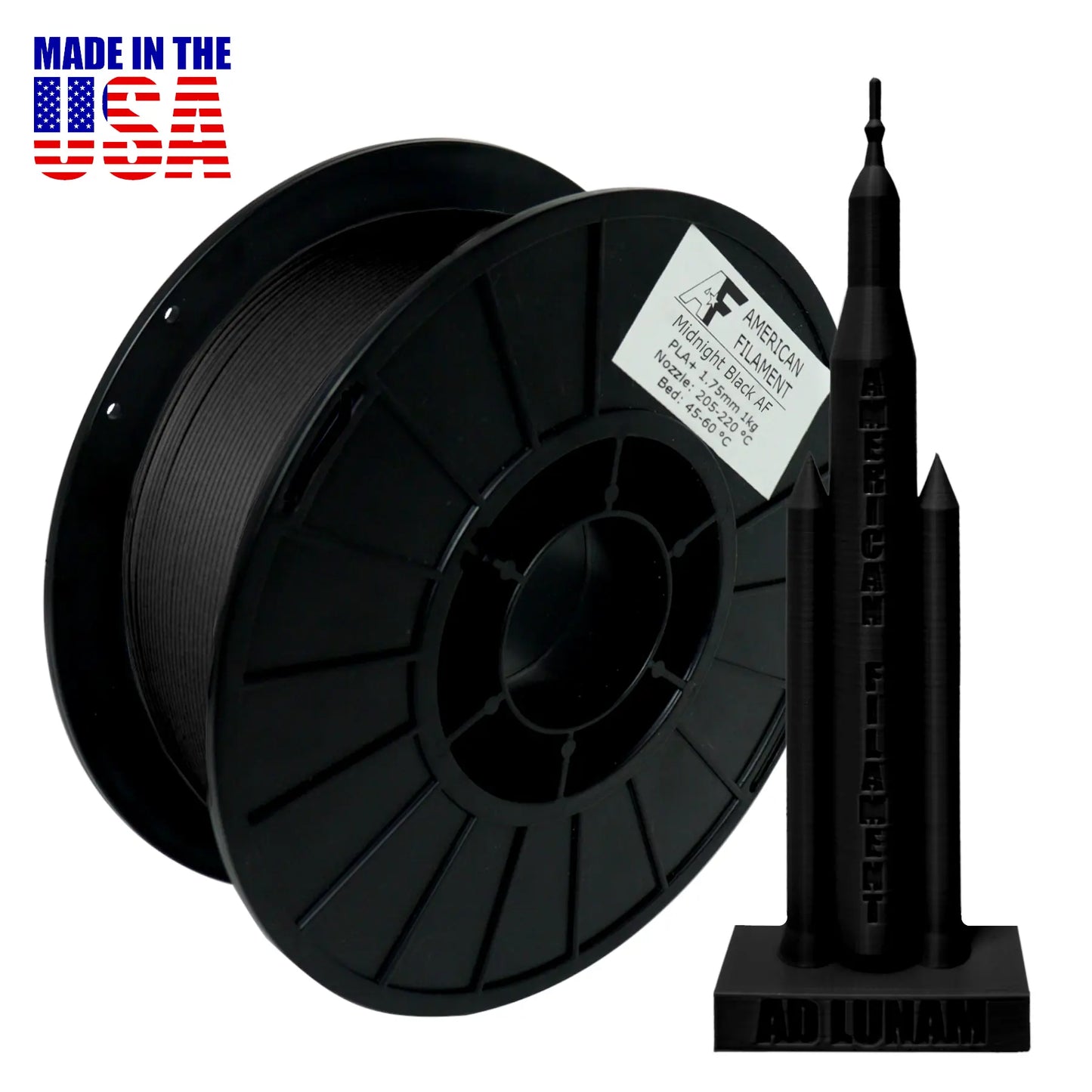 Matte Black AF 1.75mm PLA+ Filament Made in the USA!   PLA+ Filament  25.99 3DPrintiverse.com