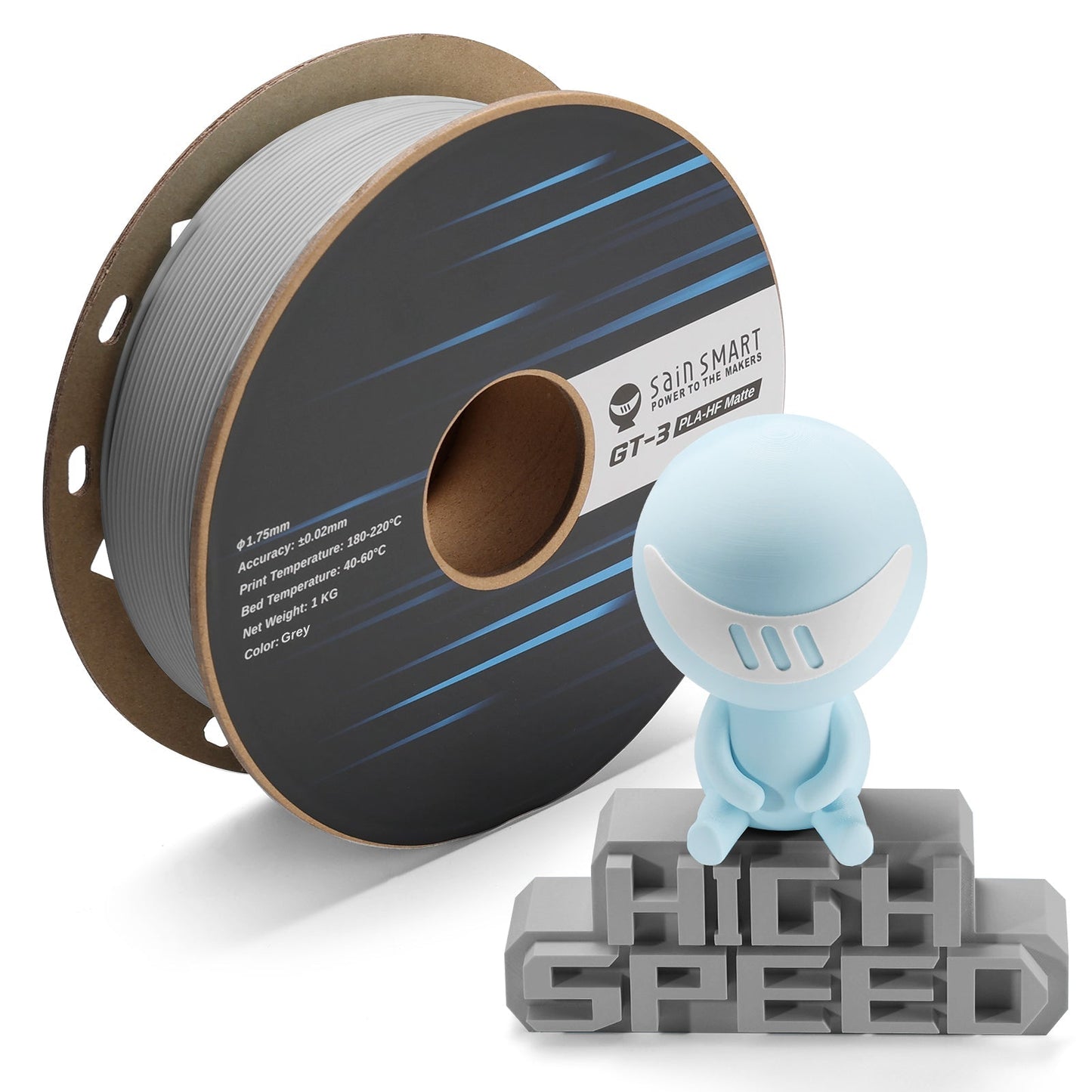 GT-3 High Speed Matte PLA Filament 1.75mm, 1KG, ±0.02mm, Black/White/Teal/Mint/Red/Grey   Filament   3DPrintiverse.com