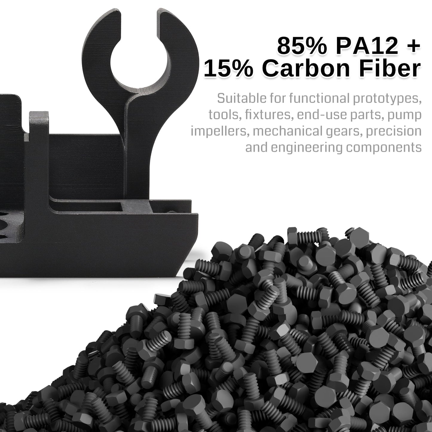 ePA12-CF 1.75mm Carbon Fiber Nylon Filament, 0.5kg, Accuracy +/- 0.05 mm, Black   Filament   3DPrintiverse.com