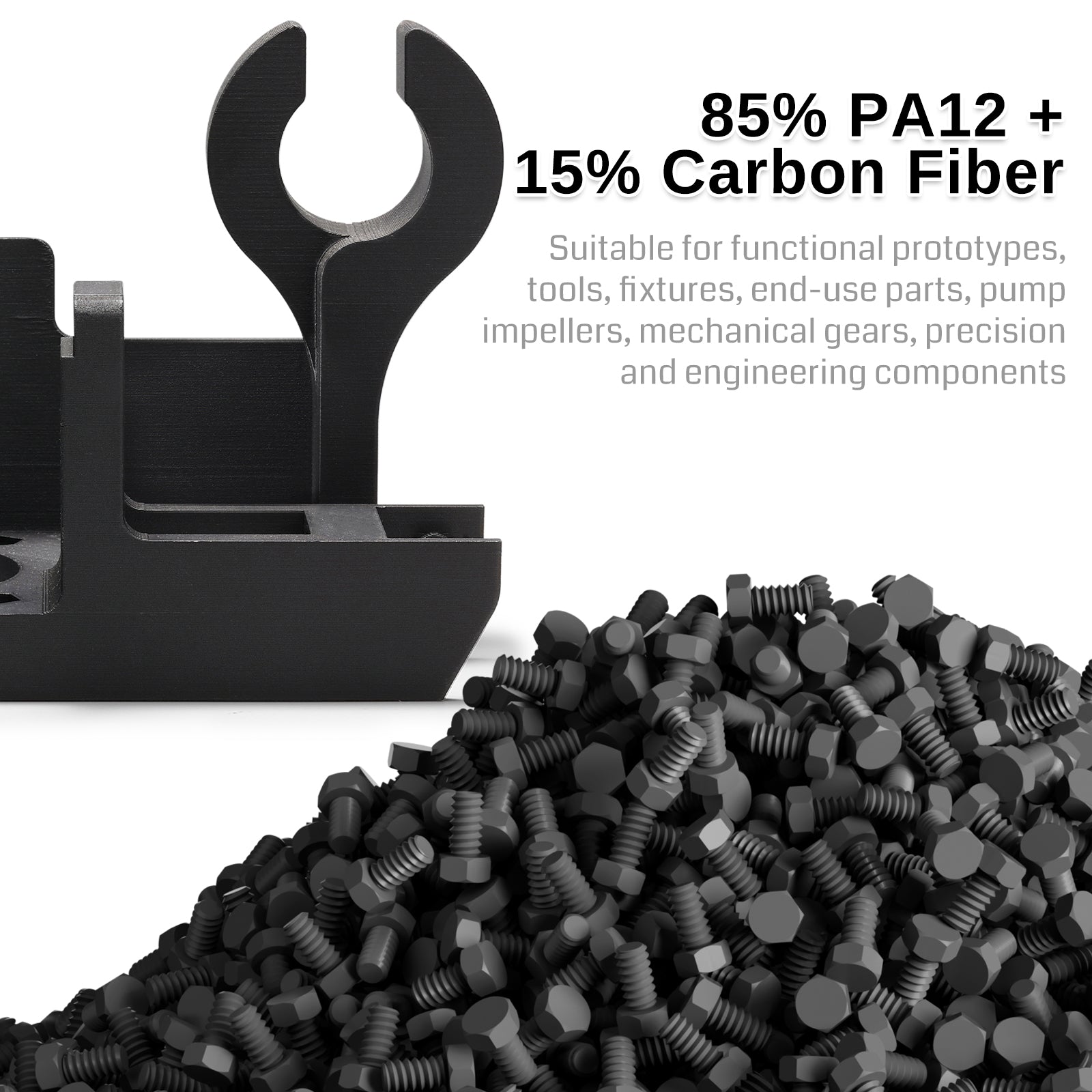 ePA12-CF 1.75mm Carbon Fiber Nylon Filament, 0.5kg, Accuracy +/- 0.05 mm, Black   Filament   3DPrintiverse.com