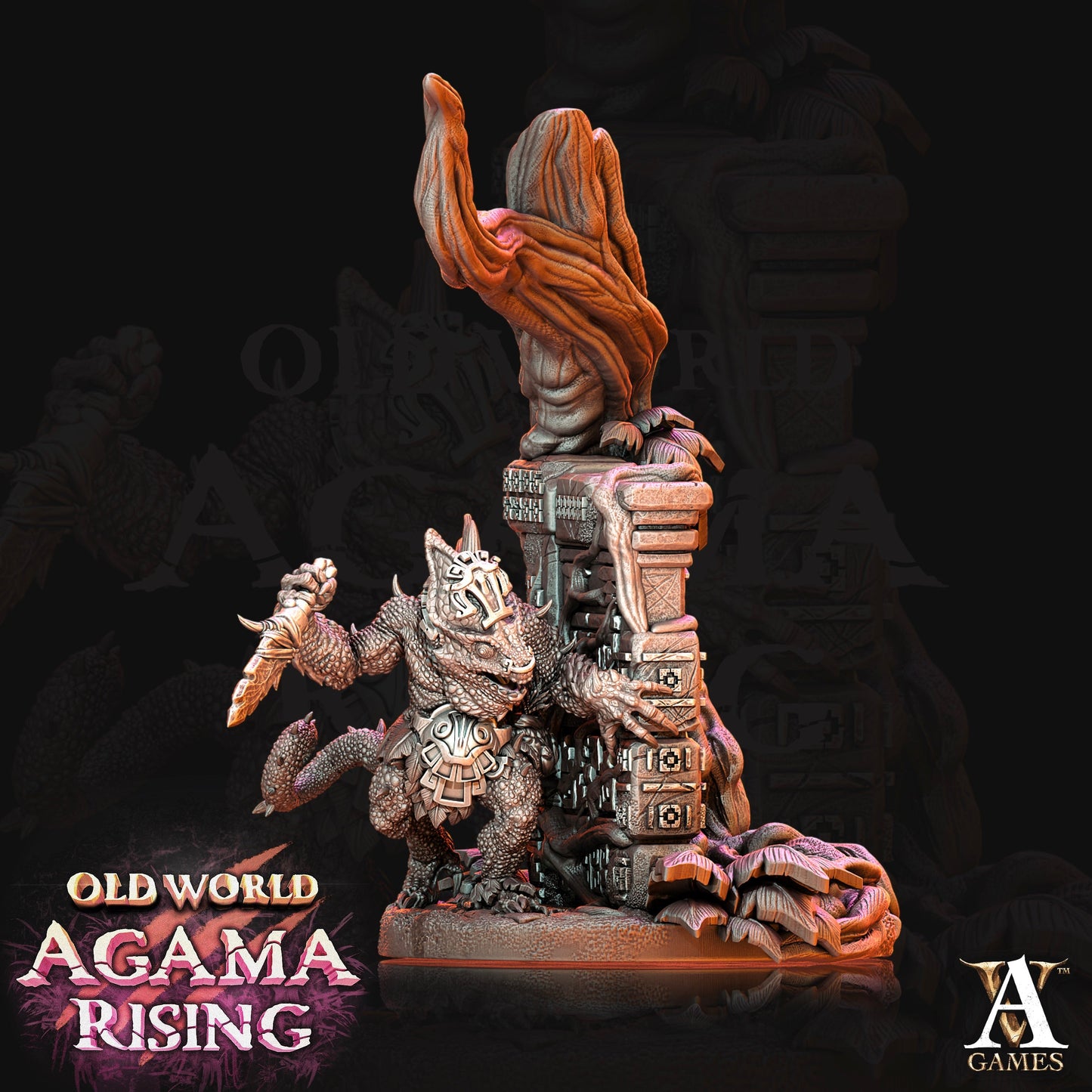 3D Printed Archvillain Games Agama Chameleons Old World Agama Rising 28 32mm D&D 3D Printing Boss