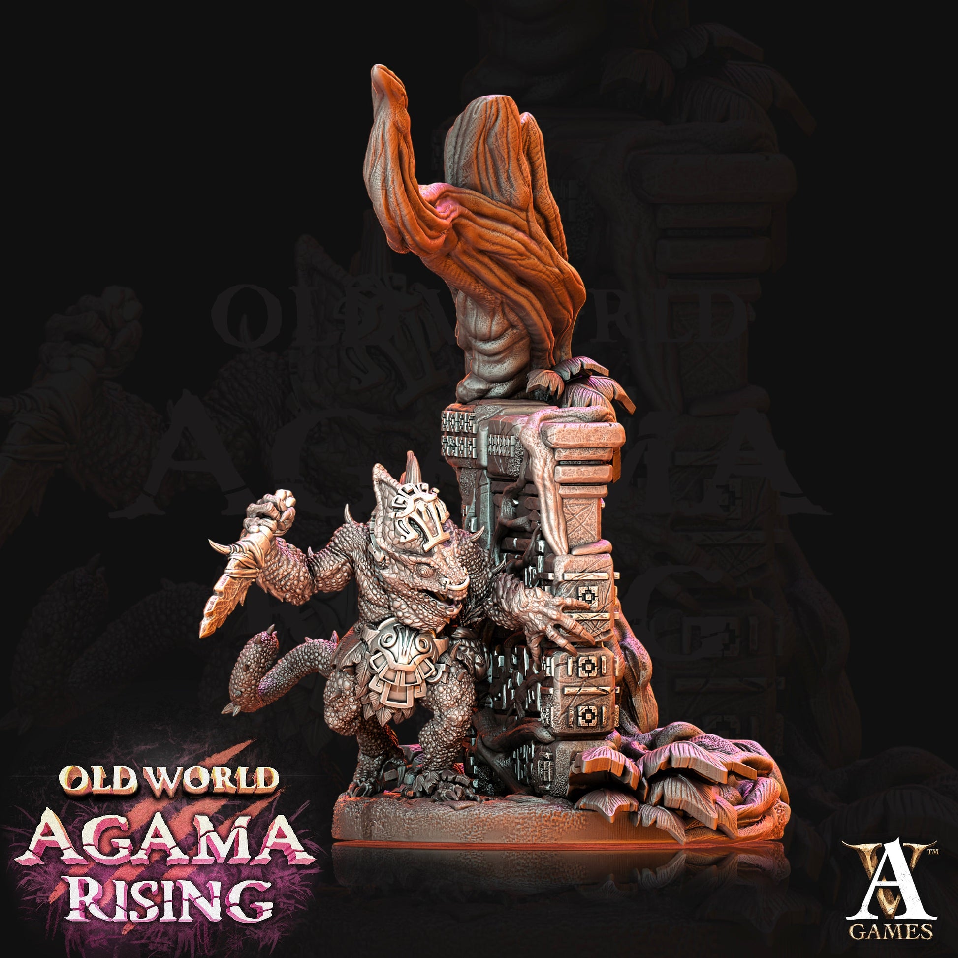 3D Printed Archvillain Games Agama Chameleons Old World Agama Rising 28 32mm D&D 3D Printing Boss