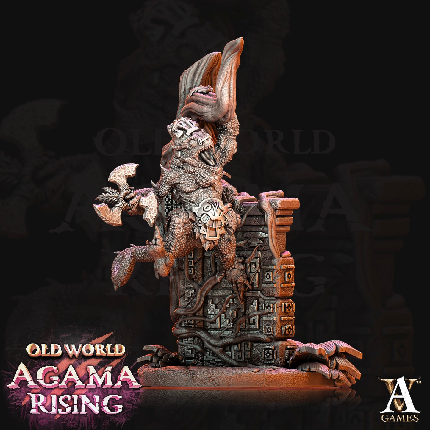 3D Printed Archvillain Games Agama Chameleons Old World Agama Rising 28 32mm D&D 3D Printing Boss