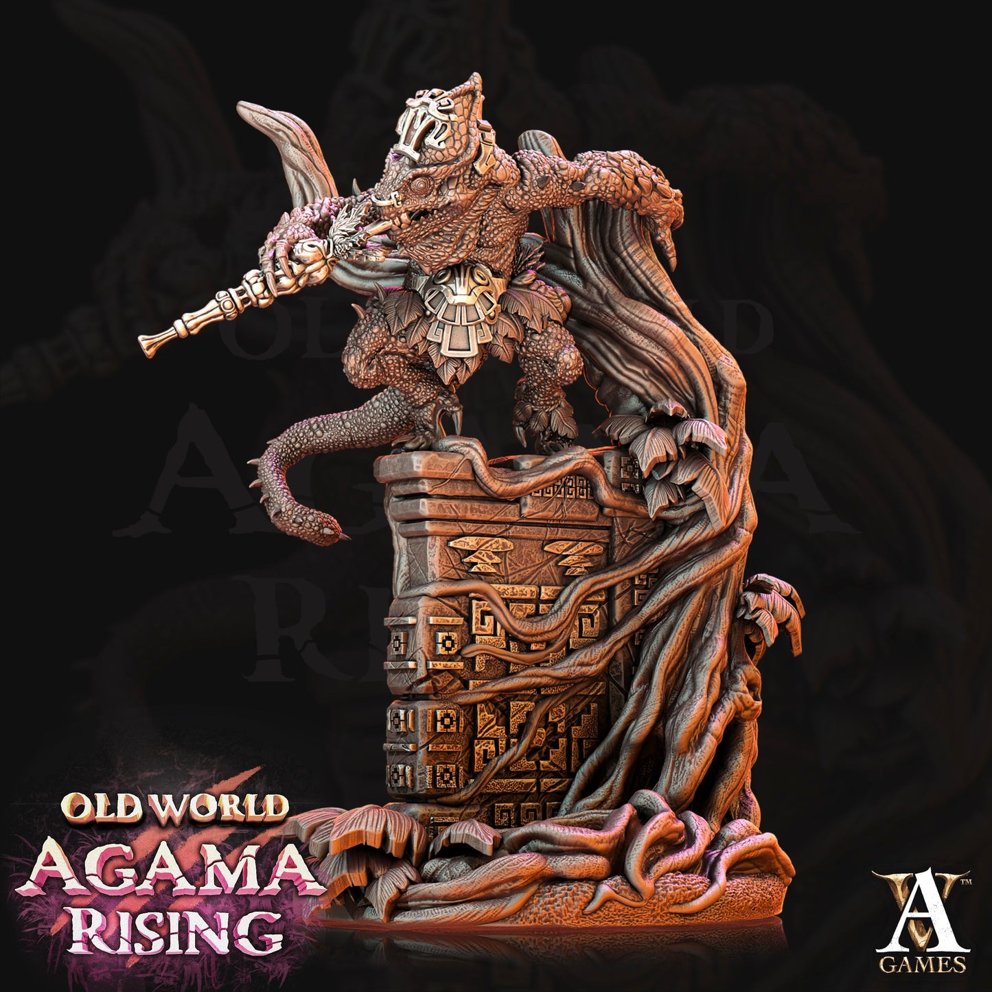 3D Printed Archvillain Games Agama Chameleons Old World Agama Rising 28 32mm D&D 3D Printing Boss