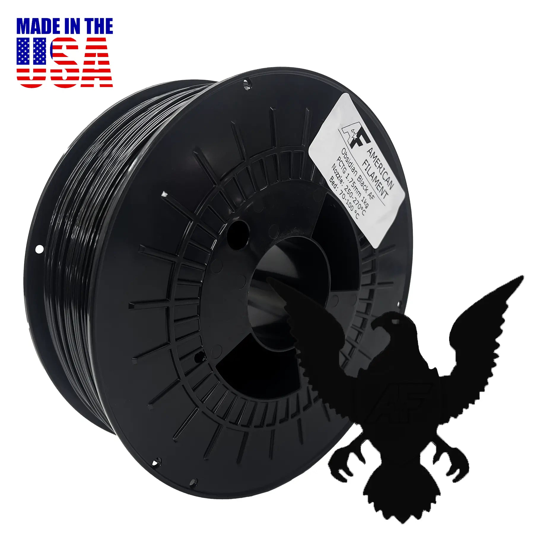 Obsidian Black AF 1.75mm PCTG Filament Made in the USA!   PCTG  29.99 3DPrintiverse.com