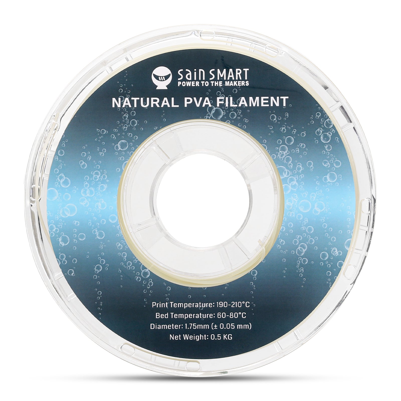 Natural PVA Dissolvable Filament, Water Soluble Support 1.75mm, 0.5kg/1.1lbs, Accuracy +/- 0.05mm   Filament   3DPrintiverse.com