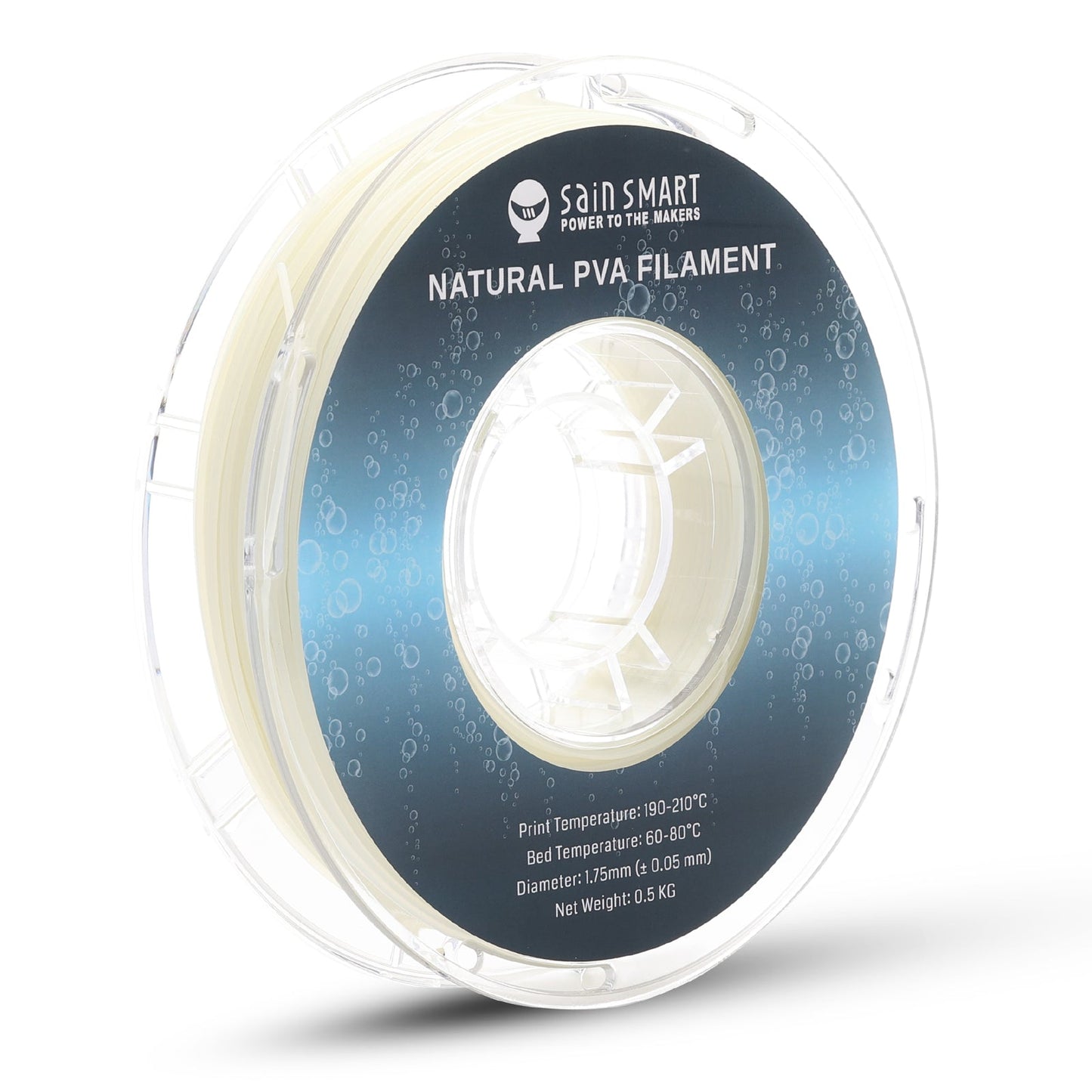 Natural PVA Dissolvable Filament, Water Soluble Support 1.75mm, 0.5kg/1.1lbs, Accuracy +/- 0.05mm   Filament   3DPrintiverse.com