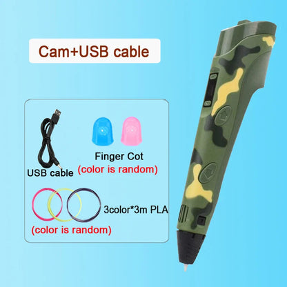 3D Pen DIY Drawing Paiting  With LCD Screen Compatible PLA Filament Toys Safe With 9M PLA Christmas Children Printing Gift Toys ZeeBelle.com