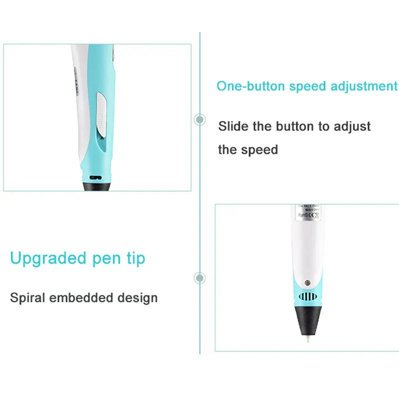 3D Pen DIY Drawing Paiting  With LCD Screen Compatible PLA Filament Toys Safe With 9M PLA Christmas Children Printing Gift Toys ZeeBelle.com