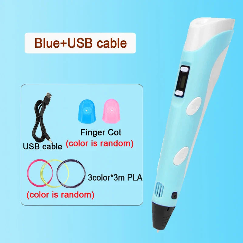 3D Pen DIY Drawing Paiting  With LCD Screen Compatible PLA Filament Toys Safe With 9M PLA Christmas Children Printing Gift Toys ZeeBelle.com