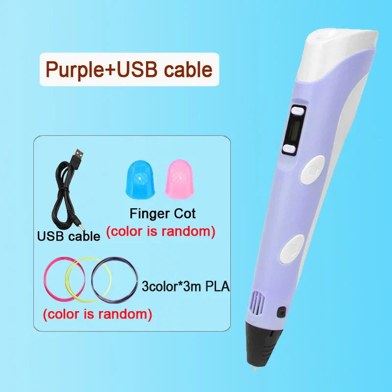 3D Pen DIY Drawing Paiting  With LCD Screen Compatible PLA Filament Toys Safe With 9M PLA Christmas Children Printing Gift Toys ZeeBelle.com