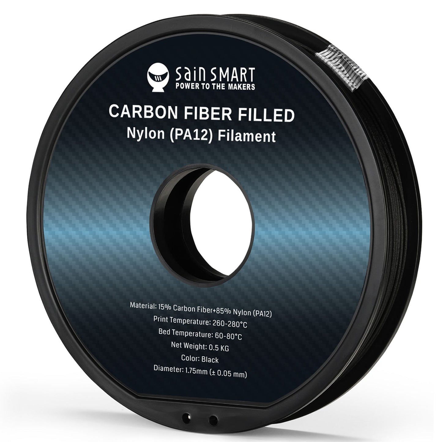 ePA12-CF 1.75mm Carbon Fiber Nylon Filament, 0.5kg, Accuracy +/- 0.05 mm, Black   Filament   3DPrintiverse.com