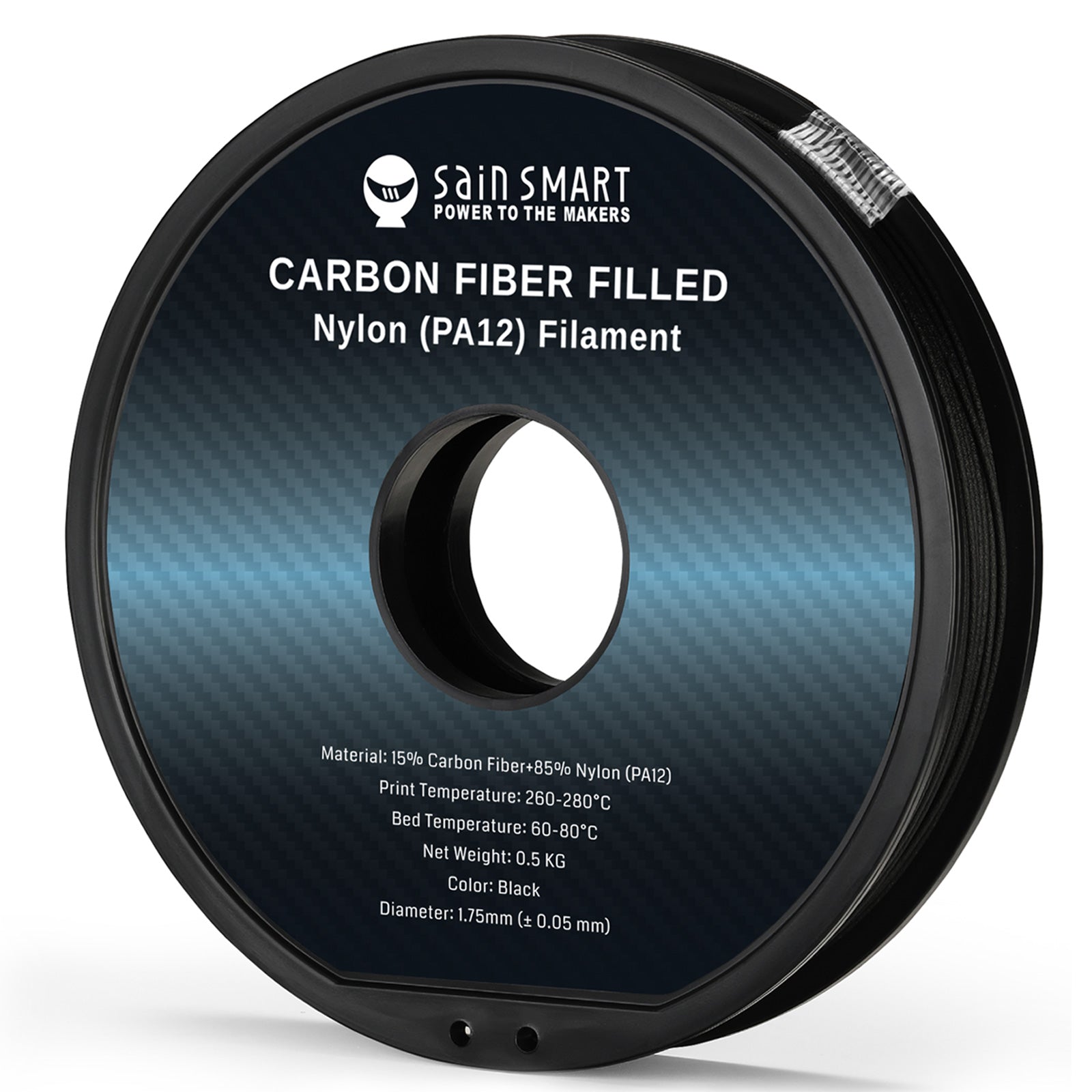 ePA12-CF 1.75mm Carbon Fiber Nylon Filament, 0.5kg, Accuracy +/- 0.05 mm, Black   Filament   3DPrintiverse.com
