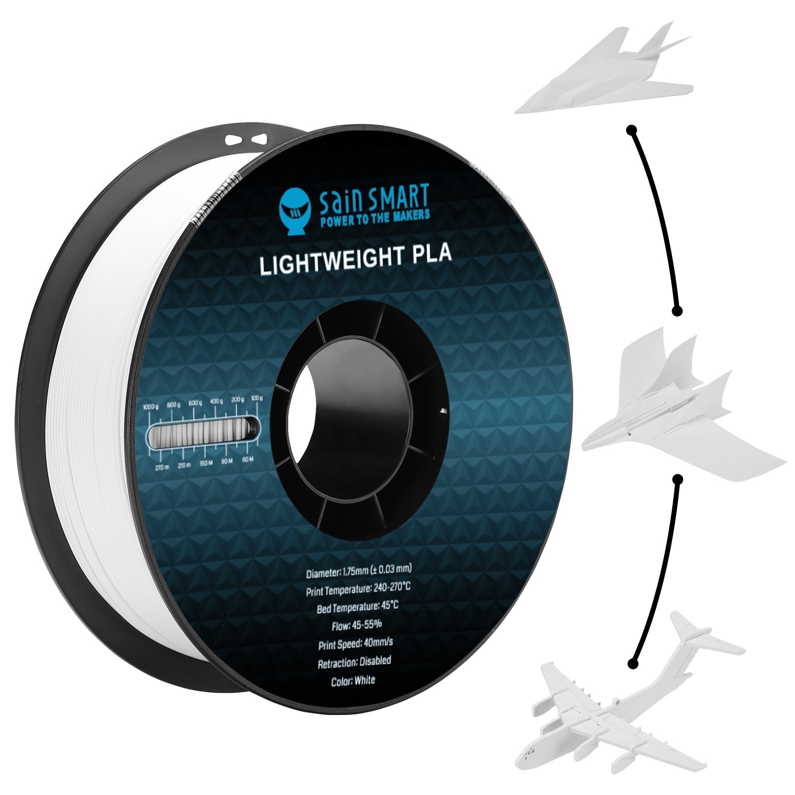 LW-PLA Filament, 1.75mm, Black & White, 1KG, Lightweight Low-Density Active Foaming PLA for 3D Print RC Planes Drone Parts   Filament   3DPrintiverse.com