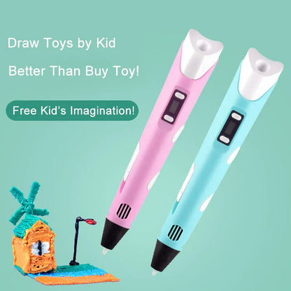 3D Pen DIY Drawing Paiting  With LCD Screen Compatible PLA Filament Toys Safe With 9M PLA Christmas Children Printing Gift Toys ZeeBelle.com