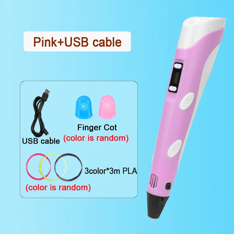 3D Pen DIY Drawing Paiting  With LCD Screen Compatible PLA Filament Toys Safe With 9M PLA Christmas Children Printing Gift Toys ZeeBelle.com