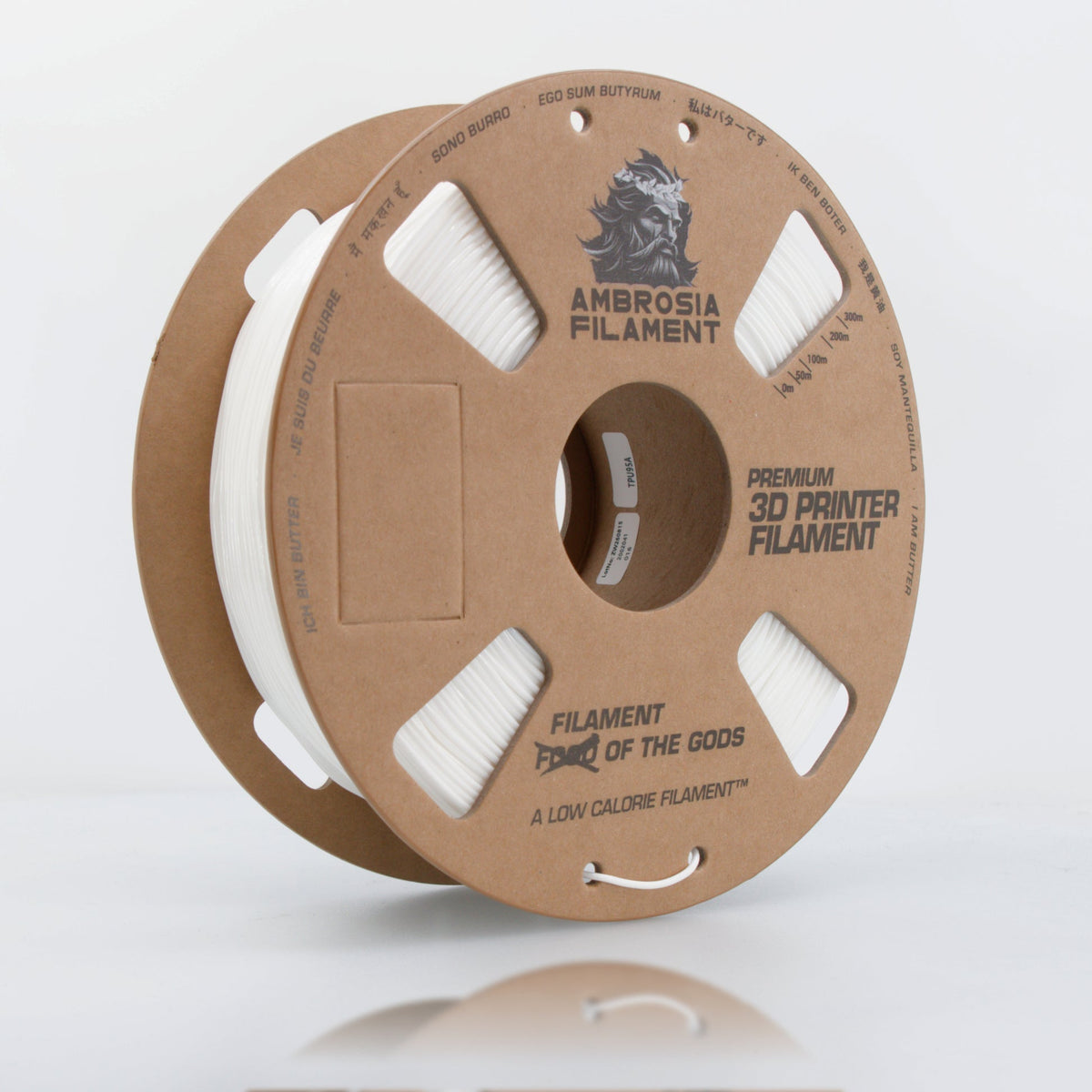 AMBROSIA TPU 95 Filament of the Gods - 1KG Cardboard Spools Premium 3D Printing Filament TPU95   Filament   3DPrintiverse.com