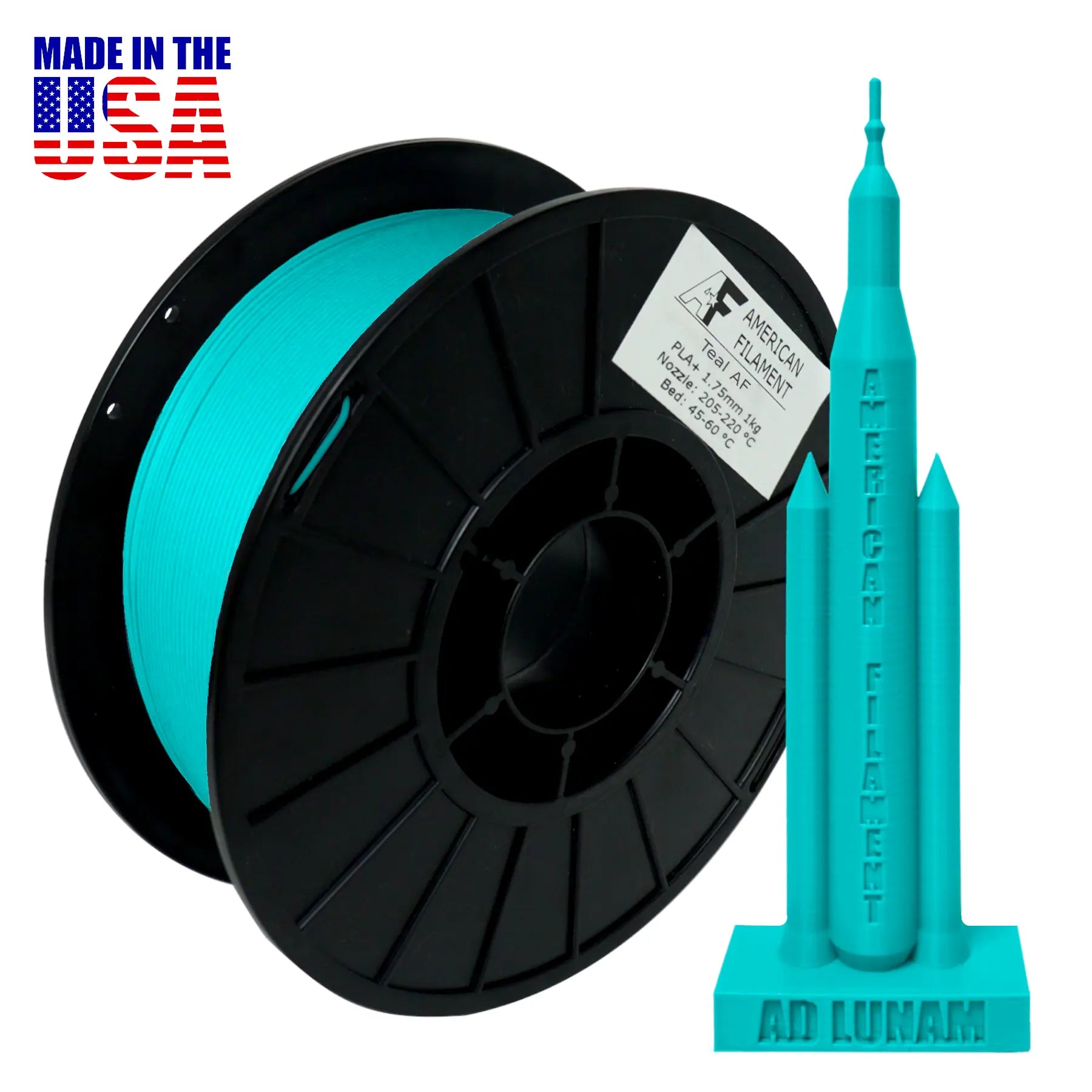 Teal AF 1.75mm PLA+ Filament Made in the USA!   PLA+ Filament   3DPrintiverse.com