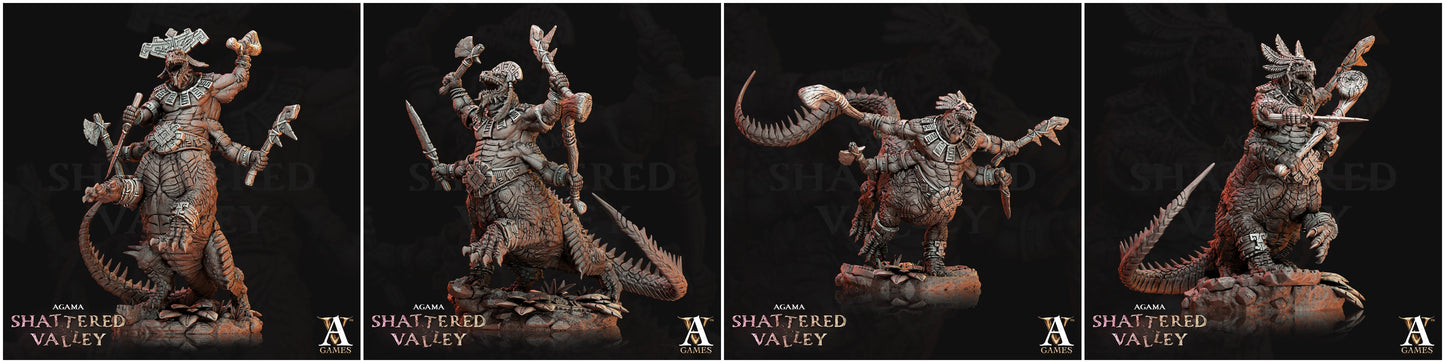 3D Printed Archvillain Games Agama Shattered Valley - Agama Telcoans 28mm 32mm D&D 3D Printing Boss
