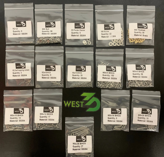 West3D Stainless Steel Fastener Kit for F-Zero (BDF)   Hardware Fasteners   3DPrintiverse.com