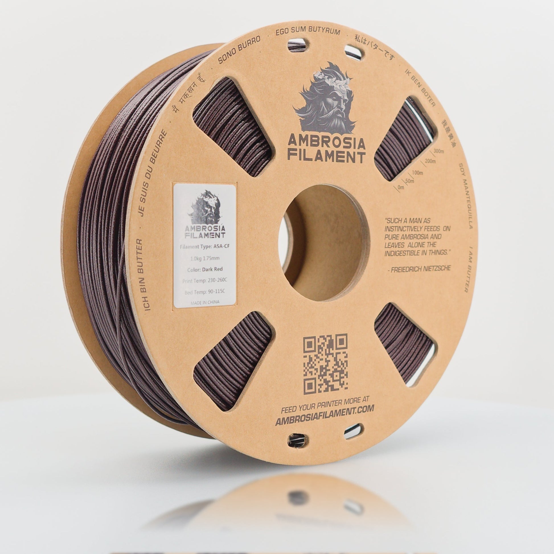 AMBROSIA ASA-CF Filament of the Gods - 1KG Bambu AMS Friendly Cardboard Spools Premium 3D Printing Filament West3D Printing