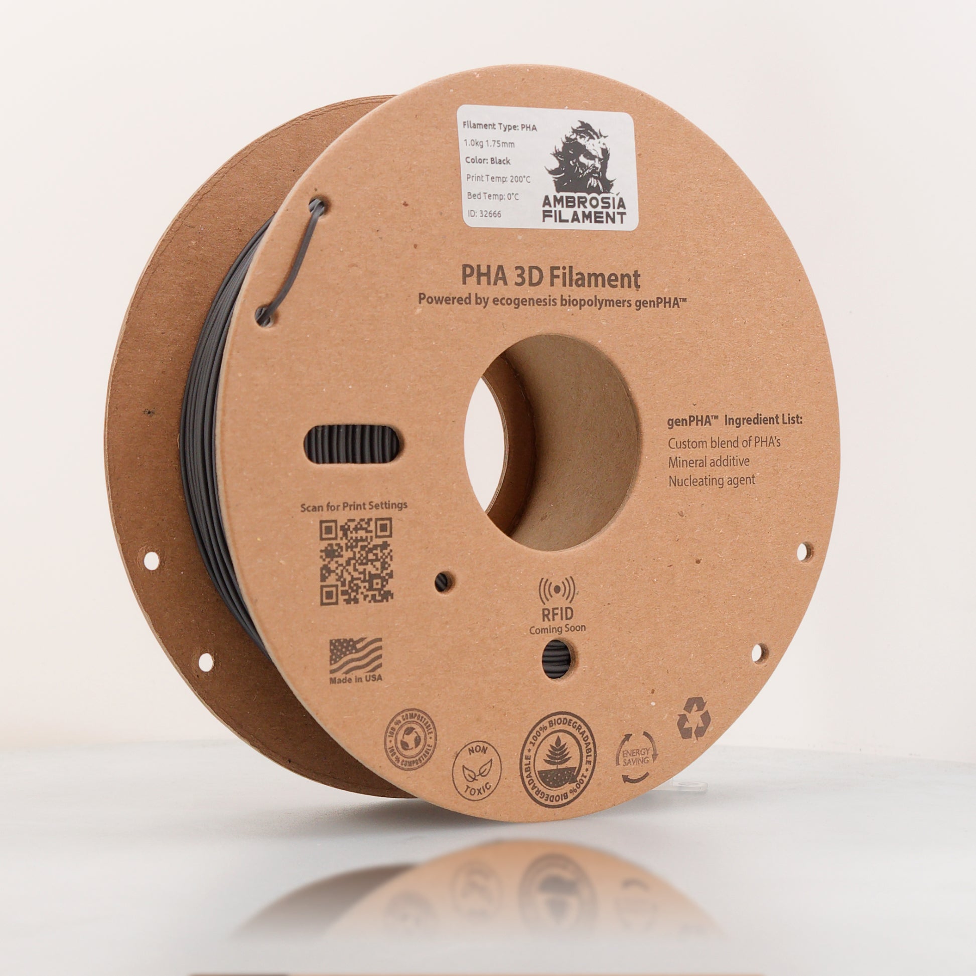 Ambrosia PHA Filament 1KG 1.75mm - Earth Friendly Filament for Everyone   Filament   3DPrintiverse.com