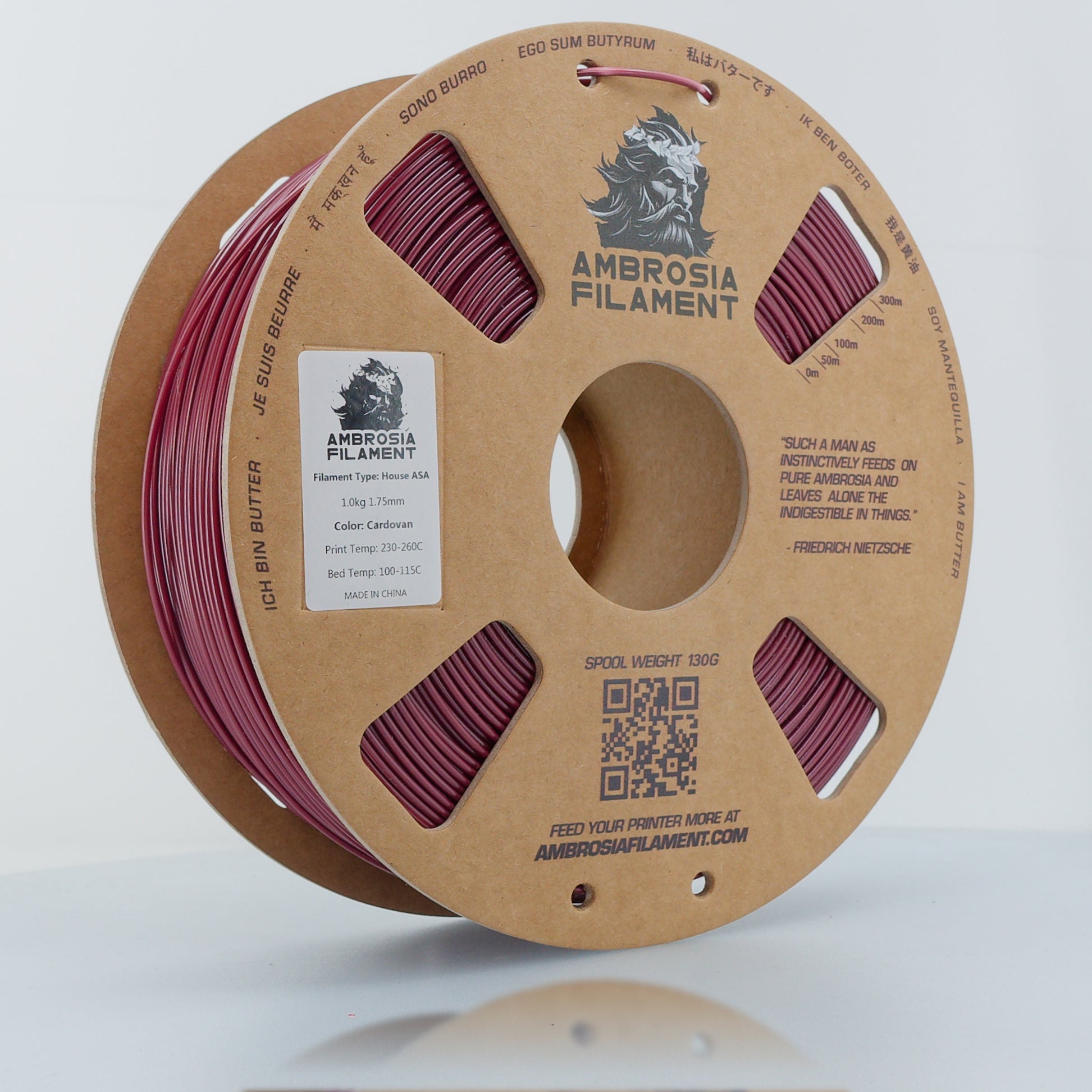 AMBROSIA PLA Filament of the Gods - 1KG Bambu AMS Friendly Cardboard Spools Premium 3D Printing Filament West3D Printing