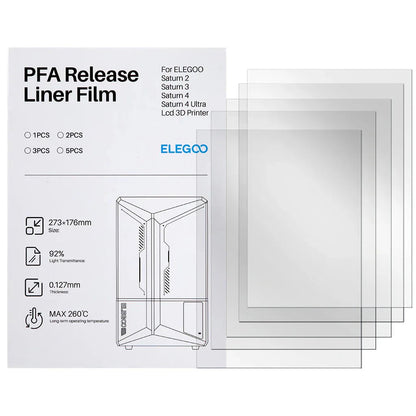 Elegoo Saturn 2 / 3 / 4 and 4 Ultra PFA Film (5 Pack) - Protect Your 3D Prints West3D Printing