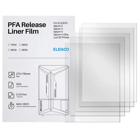 Elegoo Saturn 2 / 3 / 4 and 4 Ultra PFA Film (5 Pack) - Protect Your 3D Prints West3D Printing