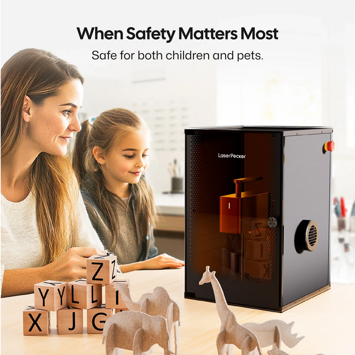 Laser enclosure safe for use around children and pets